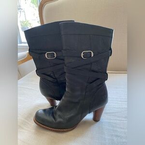 UGG  Vtg Y2k Australia Caroline High Heel 7.5 Black leather  Heeled Boots